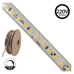 Tira LED 220V | 120xLED/m | 20m | SMD2835 | 1540Lm/M | 14W/M | IP67 Corte cada 10cm