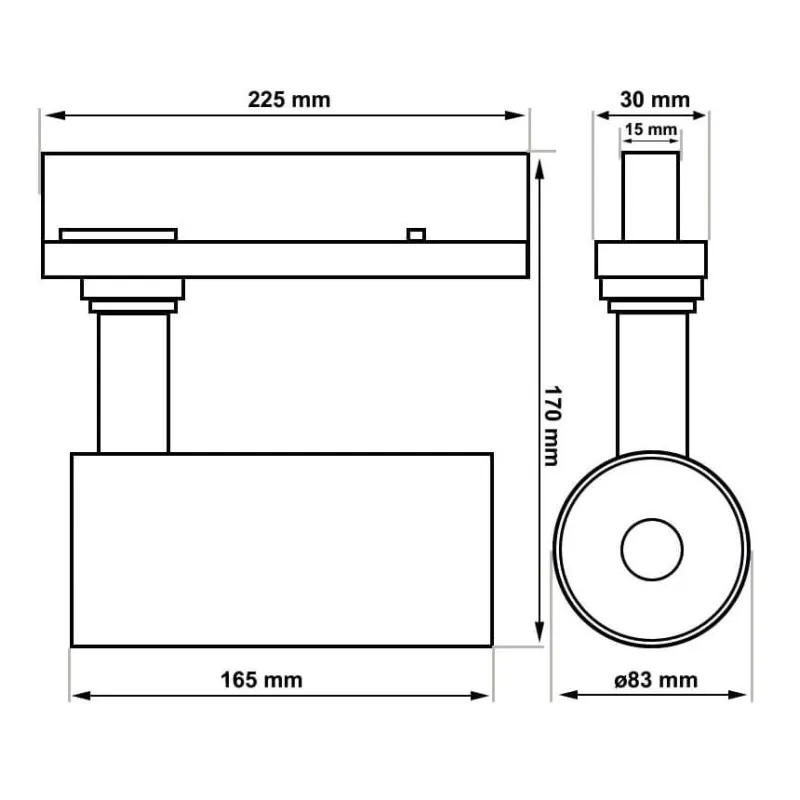 Focus LED 40W - 34W New Maya Black Single-phase lane - CRI + 92 - UGR13 -High Lumen 140lm / W