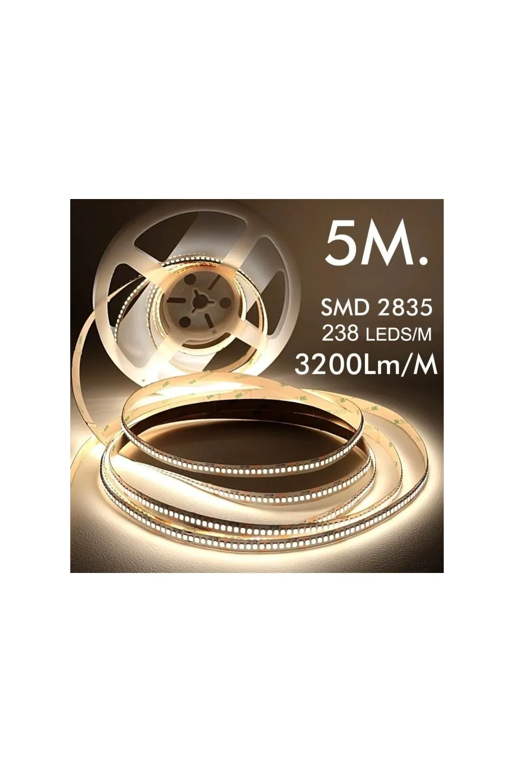 Fita LED 24V | 238xLED/m | 5m | SMD2835 | 2200Lm | 20W/M | IP20