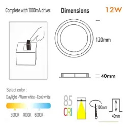 Downlight LED 12W-6W OSRAM 3CCT UGR 19 | Ibérica