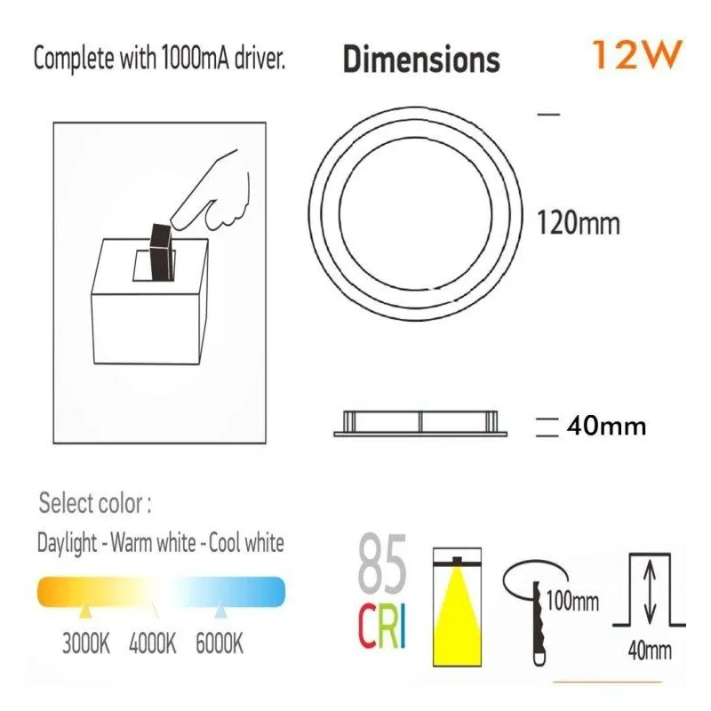 LED Downlight 12W-6W OSRAM 3CCT UGR 19 | Ibérica