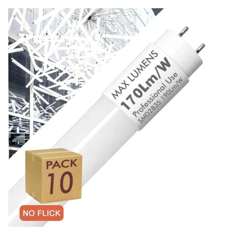 Pack of 10 T8 LED tubes 20W 120cm in box with NO FLICK technology for commercial use