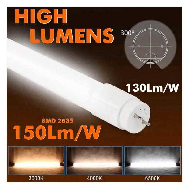 Comprar PACK 10 Tubo LED 20W Cristal 150cm 300º - ALTA LUMINOSIDAD - OSRAM CHIP