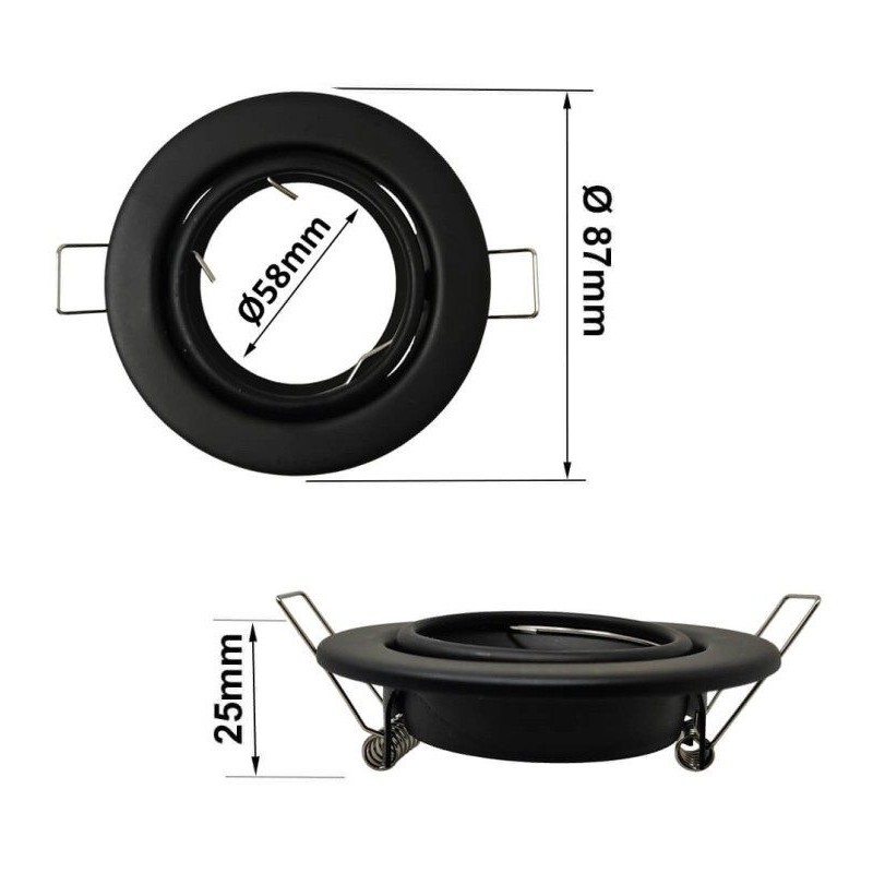 Anello Incasso Orientabile GU10 MR16 90mm Acciaio | Ibérica