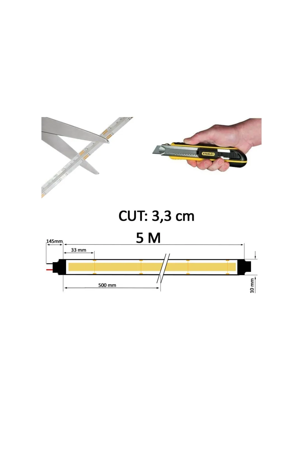 Tira LED 24V RGB COB 6W/m Rollo 5m IP20