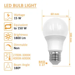 Buy LED Light Bulb 15w E27 A60 180º Osram Chip Duris E 2835
