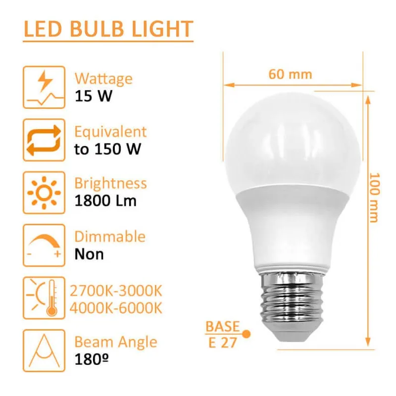 Comprar Bombilla LED 15W E27 A60 180º OSRAM CHIP DURIS E 2835
