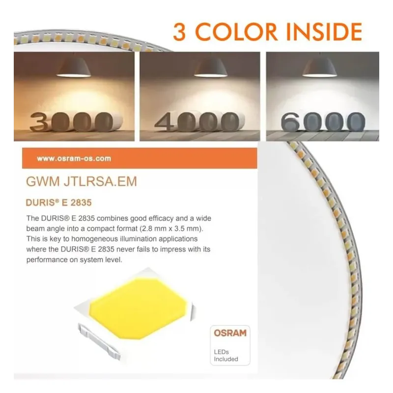 ▷ Buy LED ceilings 8W Square Stainless Steel - CCT - Osram Chip Duris E 2835