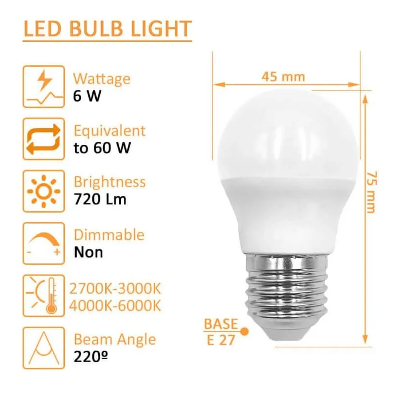 Lâmpada LED 6W E27 G45 220° OSRAM | Ibérica de Iluminación