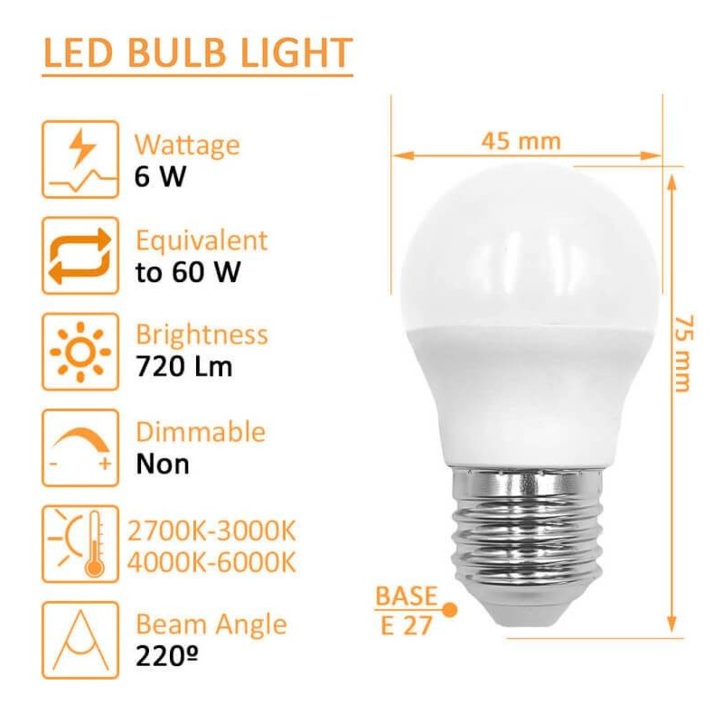 E27 G45 LED Globe Bulb 6W 720lm OSRAM | Ibérica