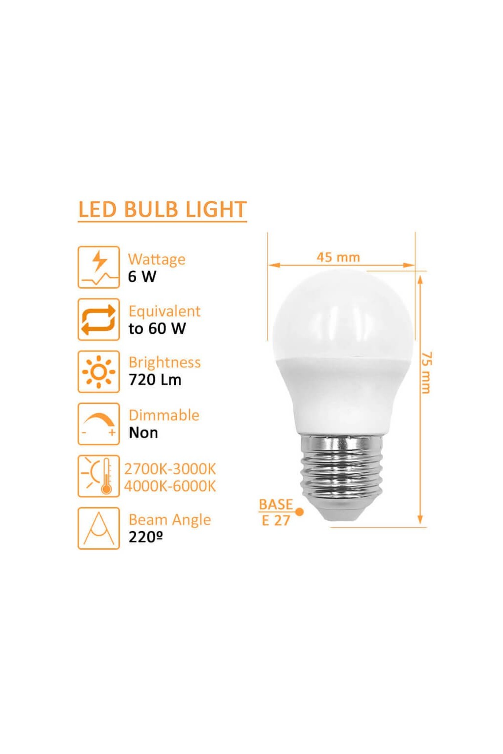 Buy LED bulb 6W E27 G45 220º - Osram Chip Duris E 2835