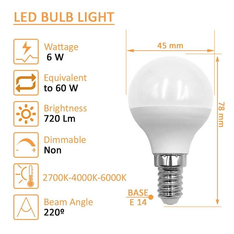 E14 G45 LED Globe Bulb 6W 500lm OSRAM | Ibérica