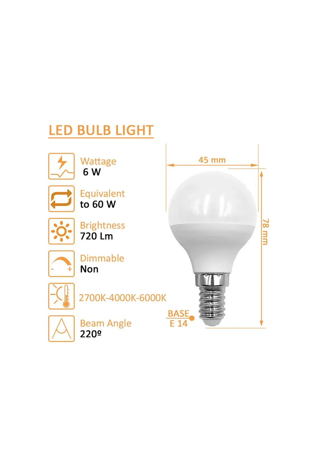 Comprar Lâmpada LED 6W E14 G45 220º para Lâmpadas - OSRAM Chip