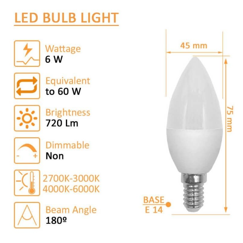 Lampadina LED Candela E14 C37 6W 720lm OSRAM | Ibérica