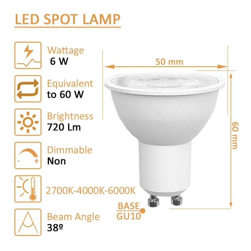 Comprar Dicroica LED 6W 38° GU10 - OSRAM CHIP DURIS E 2835