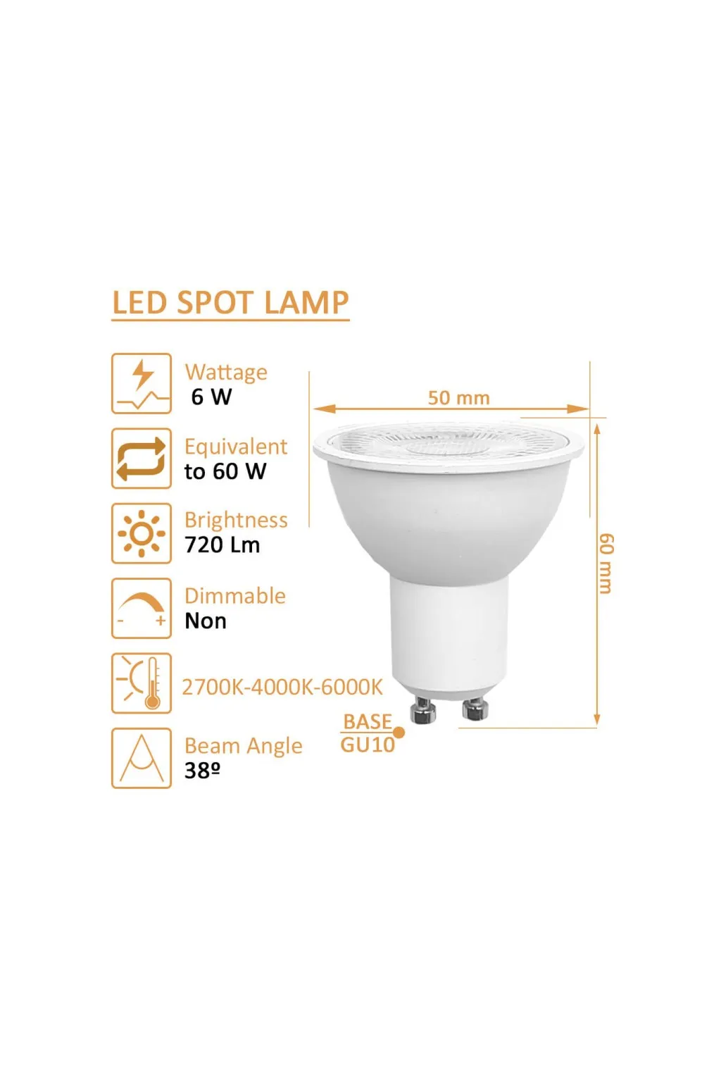 Comprar Dicroica LED 6W 38° GU10 - OSRAM CHIP DURIS E 2835