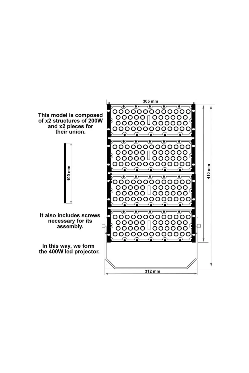 Buy Projector LED 400W Dob Magnum Osram Chip SMD3030-3D 180LM / W 60º