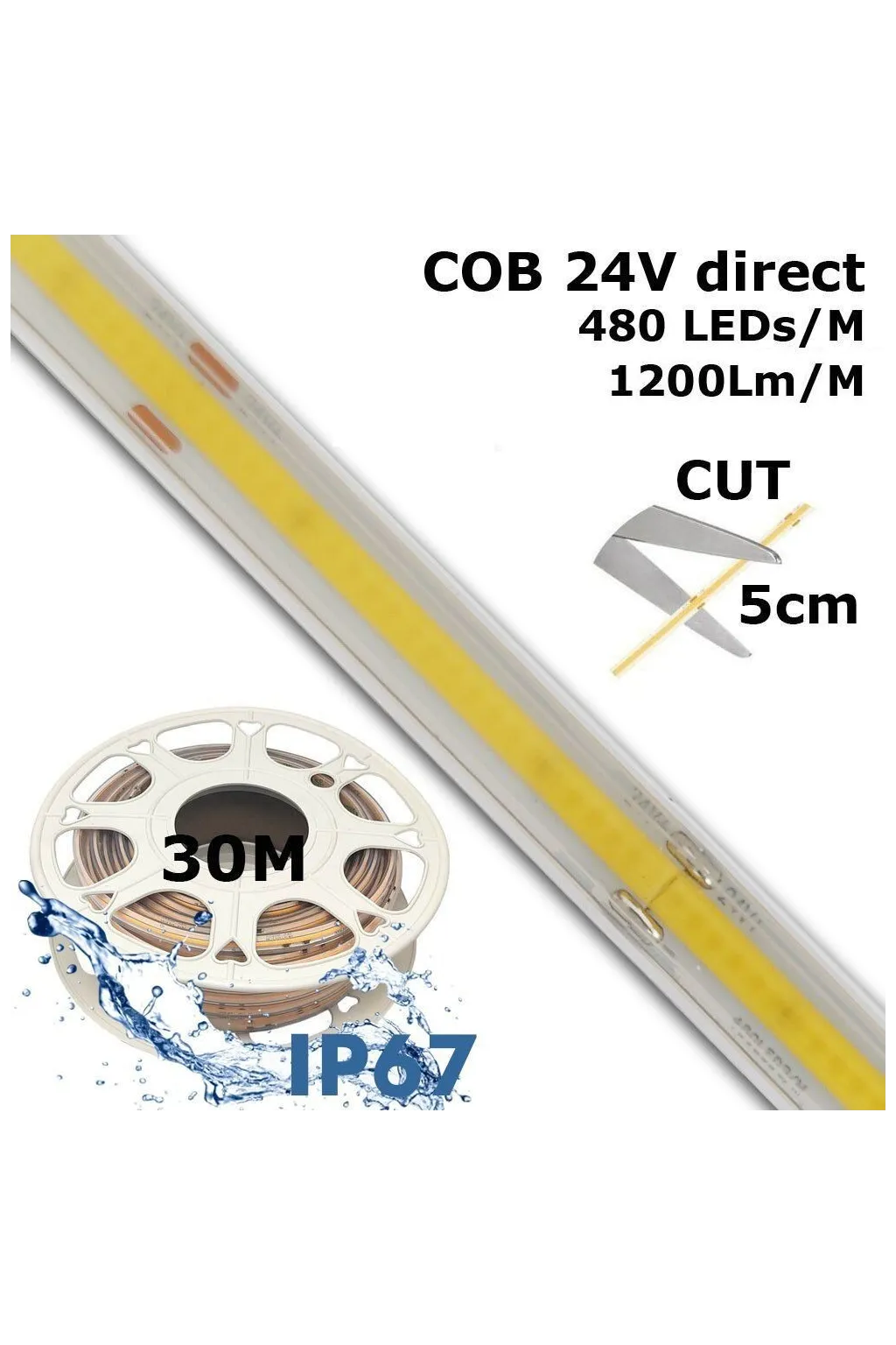 ▷ Buy LED Strips COB 24V 30m IP20 Indoor【Dimmables】- Factorled