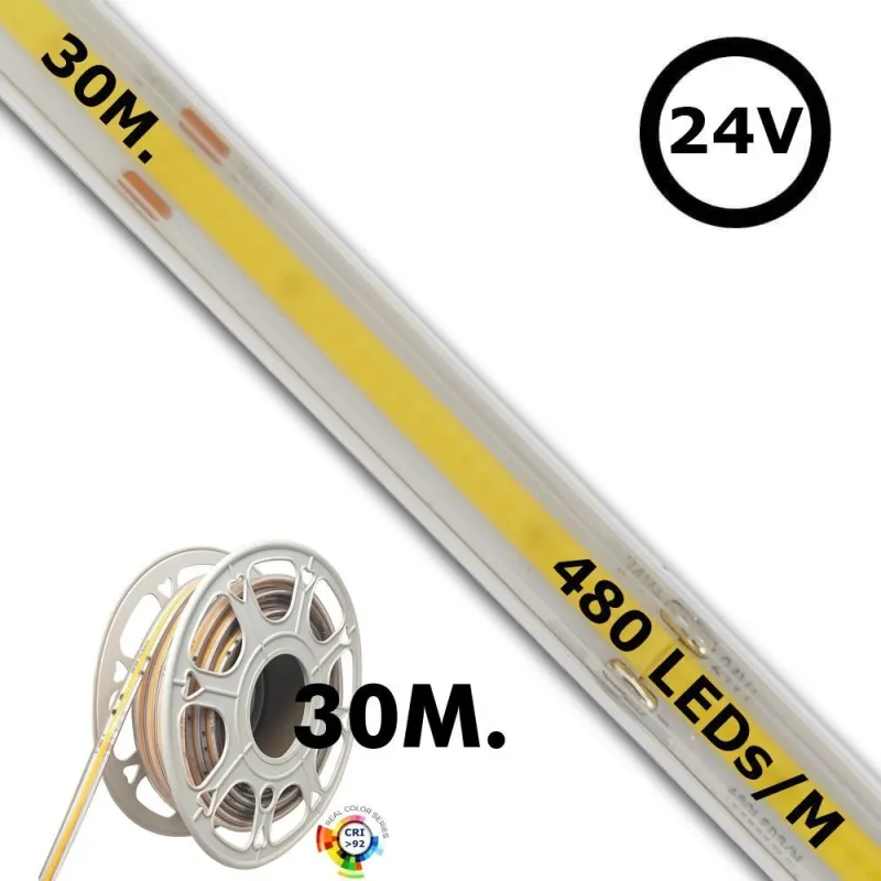 ▷ Buy LED Strips COB 24V 30m IP20 Indoor【Dimmables】- Factorled