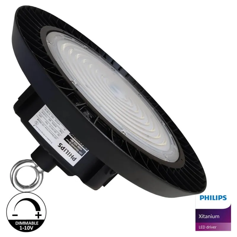 ▷ High Bay LED UFO 200W NEW ITALY | Driver PHILIPS | Dimmable 1-10V
