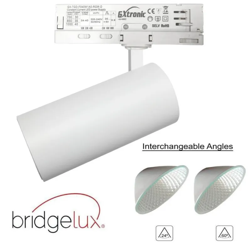 Spot LED 40W à 30W NEW MAYA Blanc Rail TRIPHASÉ Lumière sélectionnable CCT