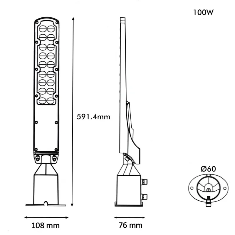 ▷ Lampione a LED nero AREA FLEX orientabile OSRAM Chip da 100W - Outdoor IP65