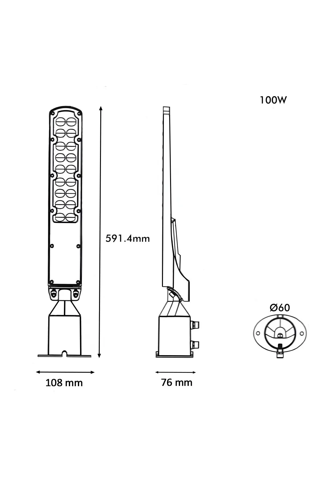 ▷ Lampadaire LED noir 100W AREA FLEX Orientable OSRAM Chip - Extérieur IP65