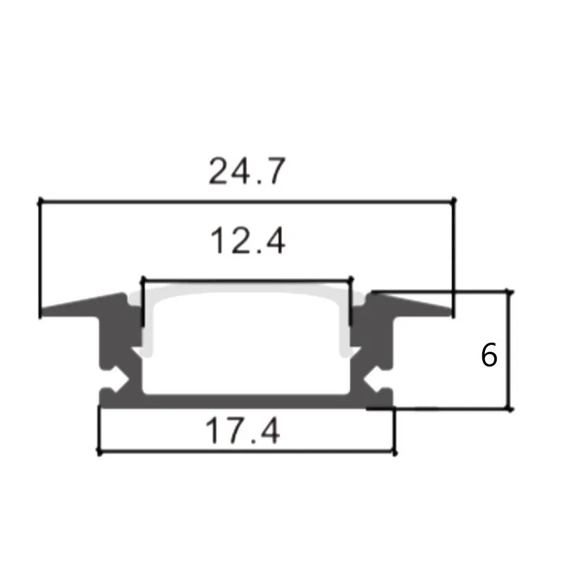 Profilo Alluminio - 2 metri -Ale- Da incassare