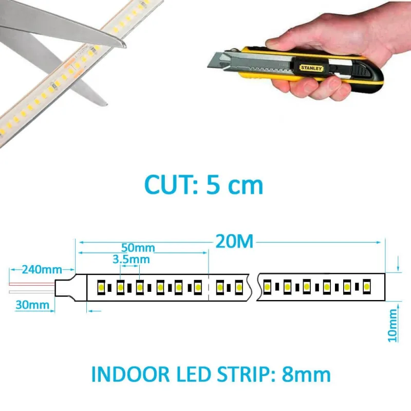 ▷ Tira LED Exterior Regulable 220V 20M 14W/M - IP67 Sumergible