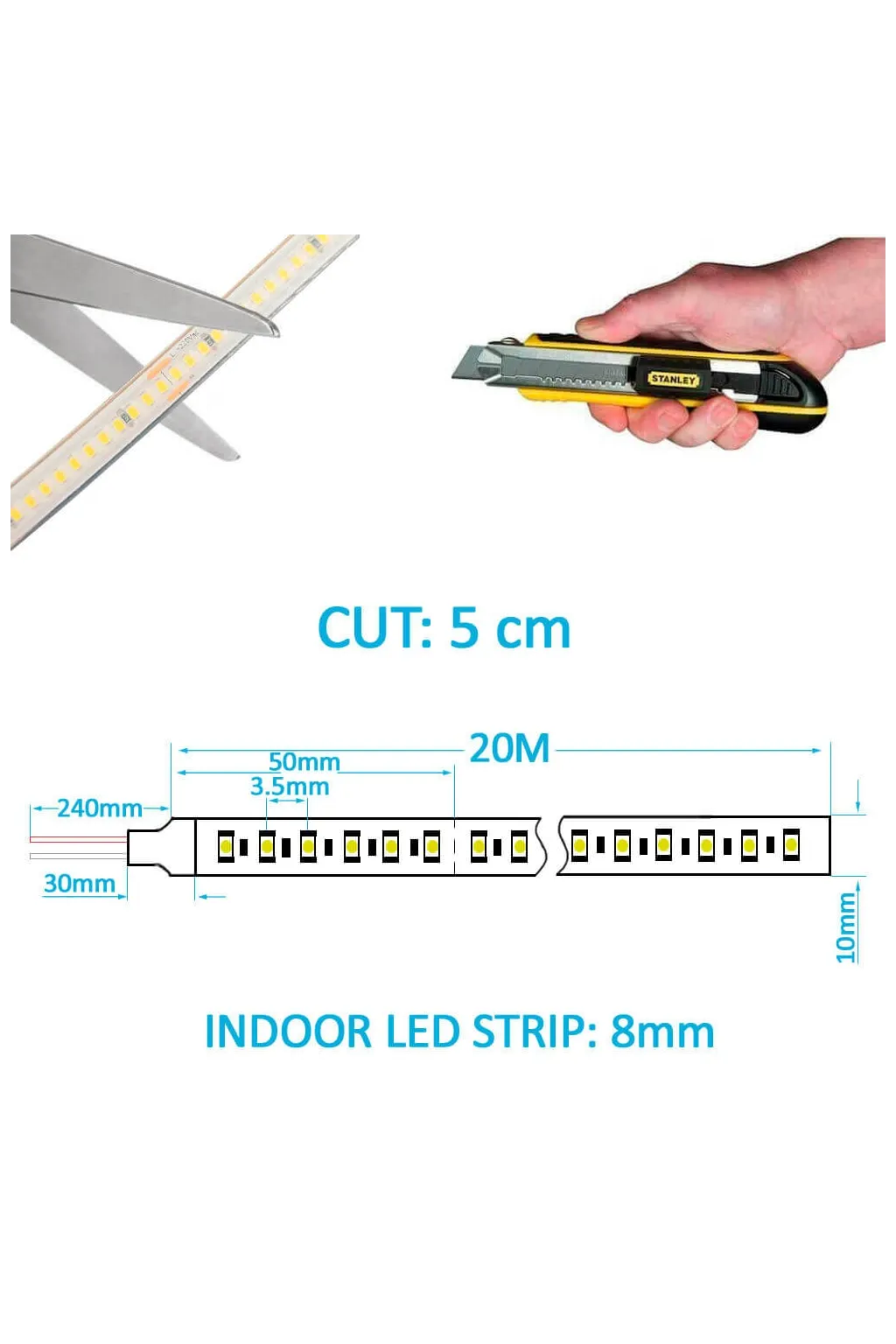 Striscia LED 220V | 120xLED/m | 20m | SMD2835 | 1450Lm/M | 14W/M | ...