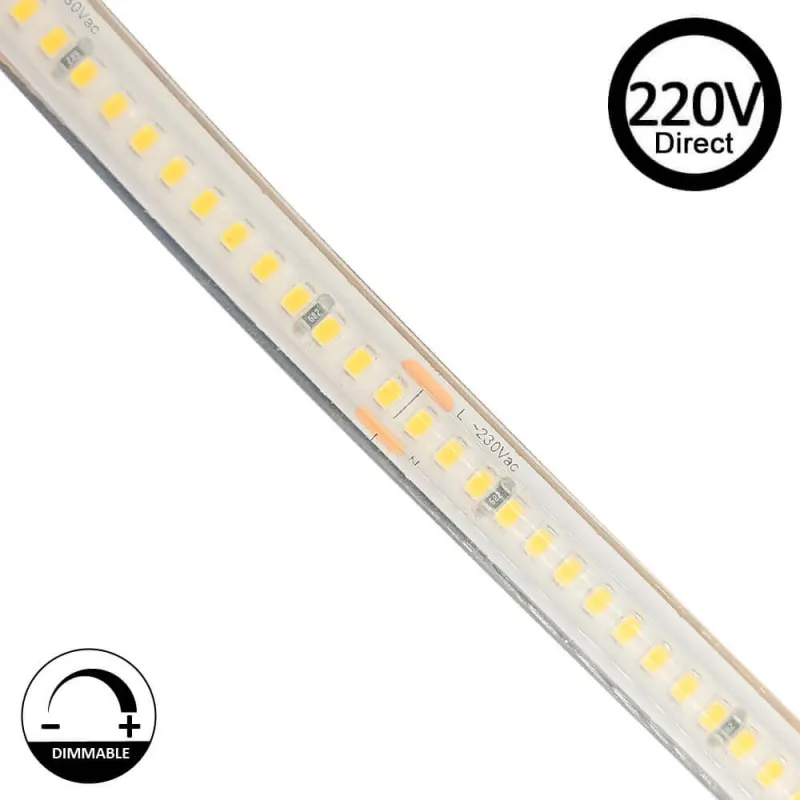 Fitas LED 220V 14w 20m IP67 Regulável - Corte 10cm - Alto Brilho