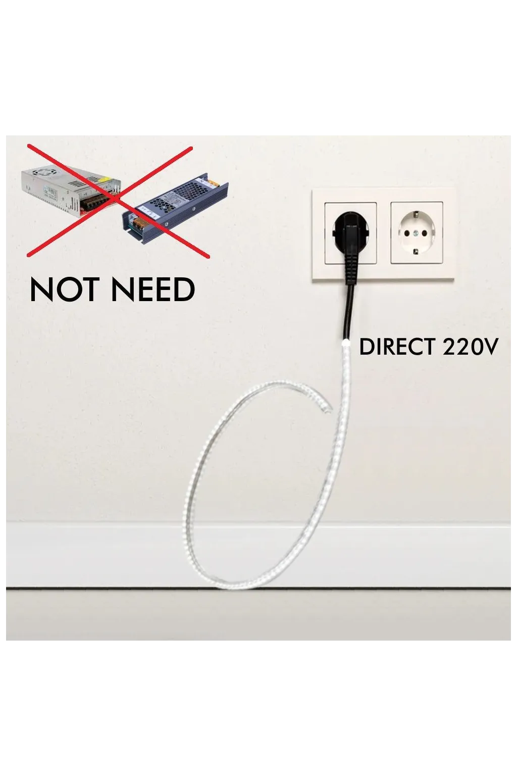 LED Strip 220V 14w 20m IP67 Dimmable - Cut 10cm - High Brightness