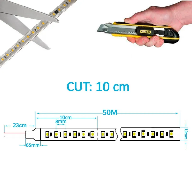 ✔️ Outdoor LED Strip 220V 20M Submersible IP67 - Various White Tones