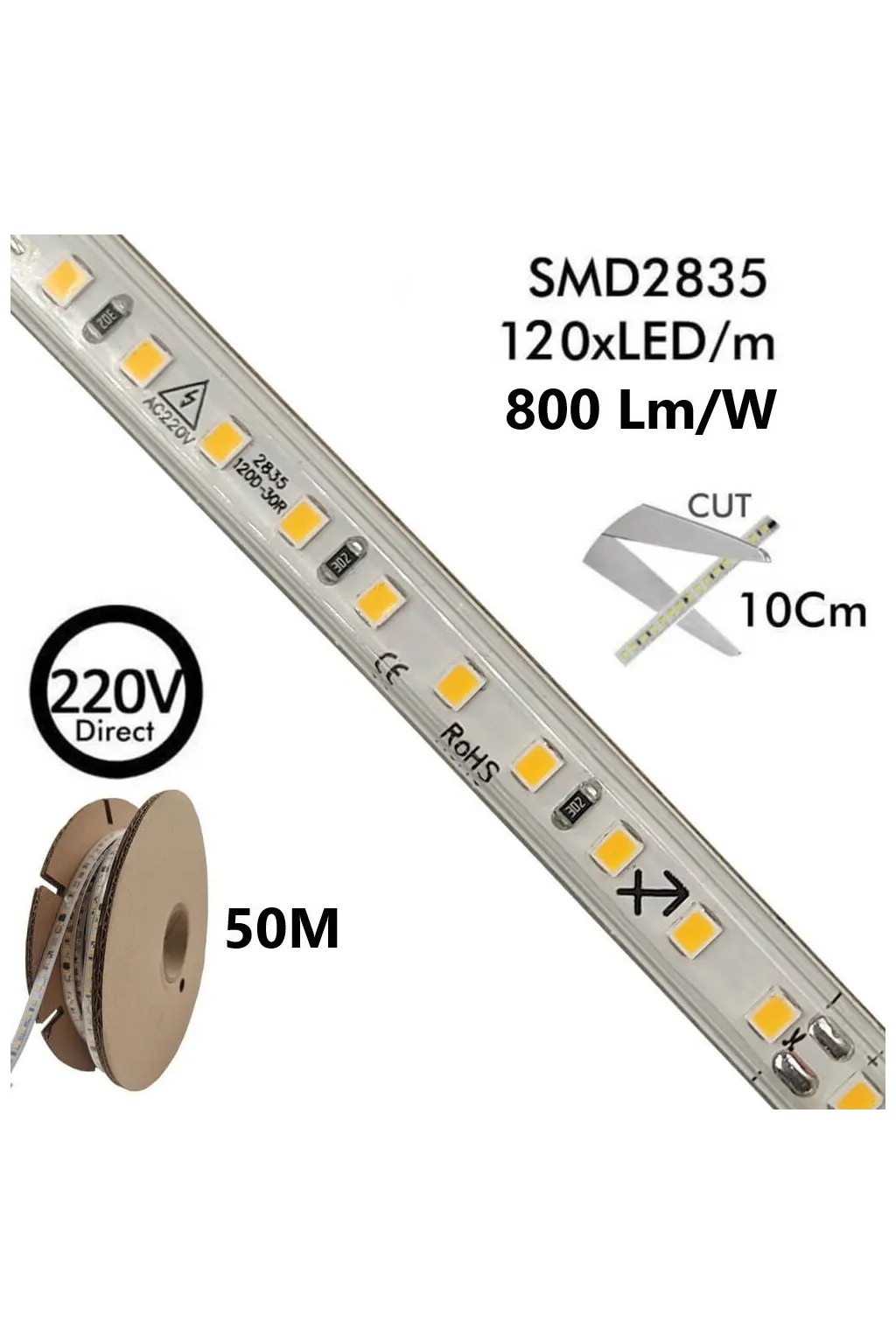 ✔️ Outdoor LED Strip 220V 20M Submersible IP67 - Various White Tones