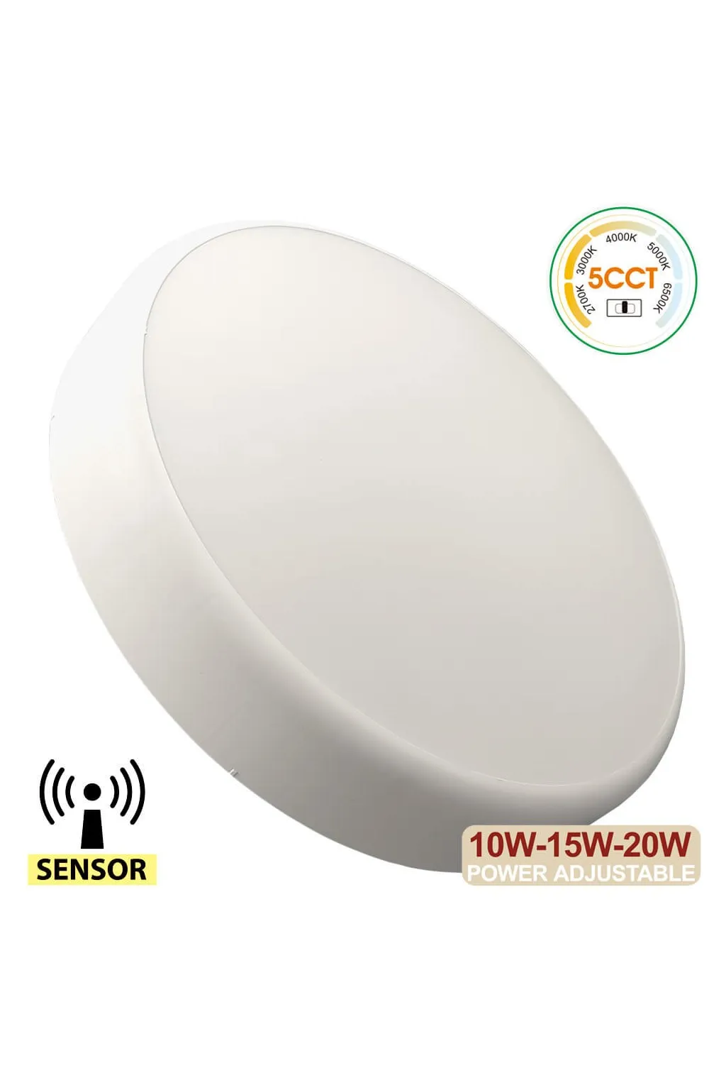 ▷ Radar Sensor Circular Ceiling Light 20W 28cm | Selectable Light 5CCT