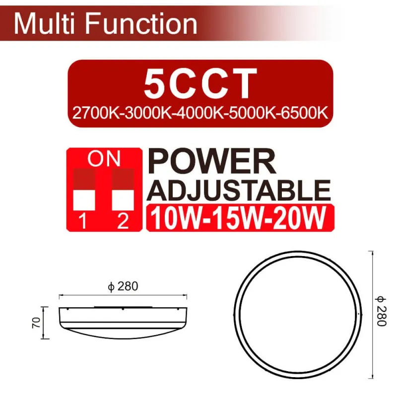 ▷ Radar Sensor Circular Ceiling Light 20W 28cm | Selectable Light 5CCT