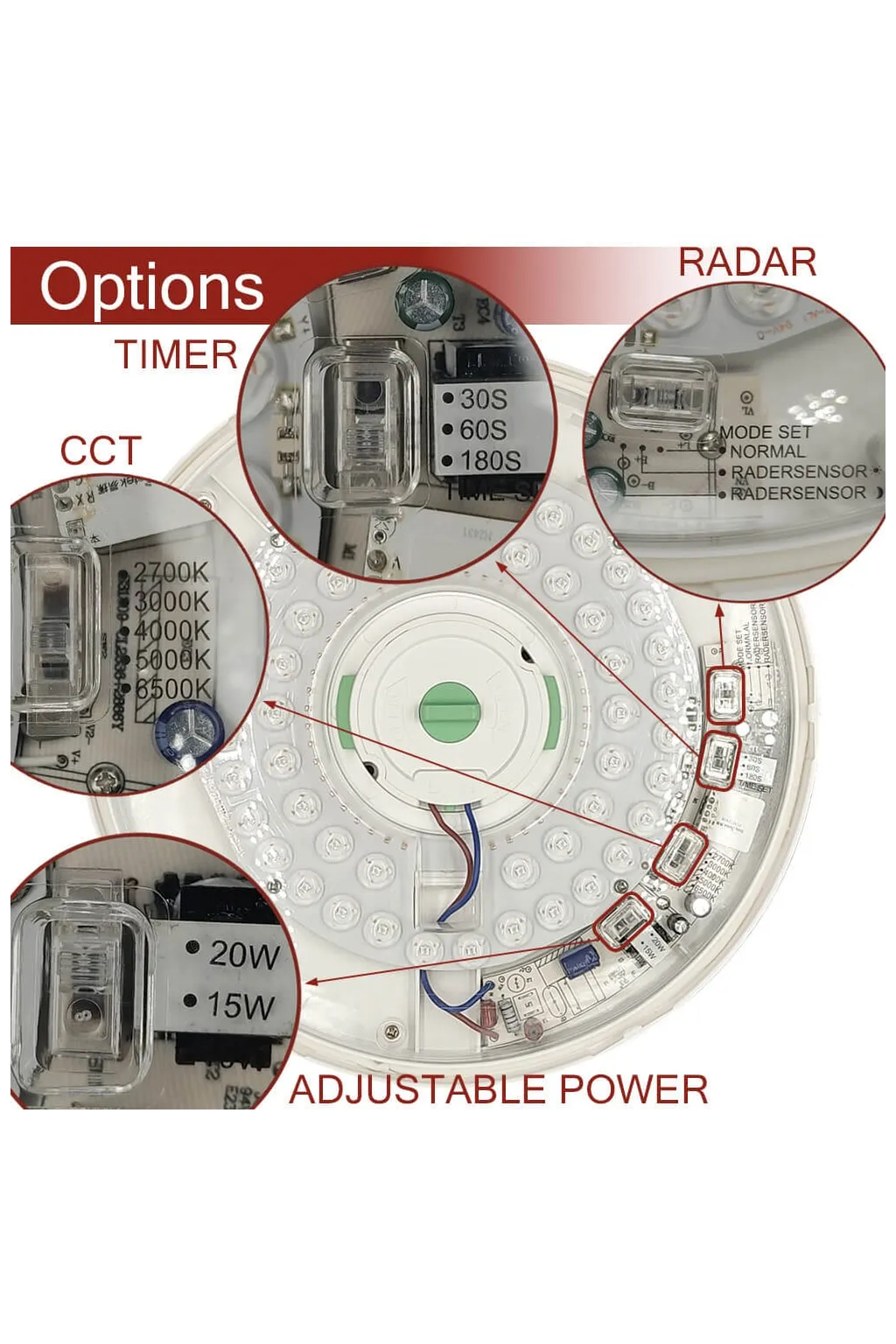 ▷ Radar Sensor Circular Ceiling Light 20W 28cm | Selectable Light 5CCT