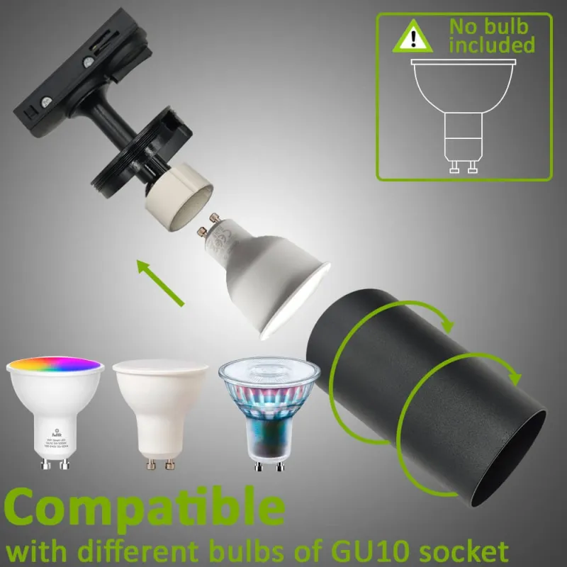 ▷ EMMEN Track Light Black 1-Phase | Addressable, for GU10