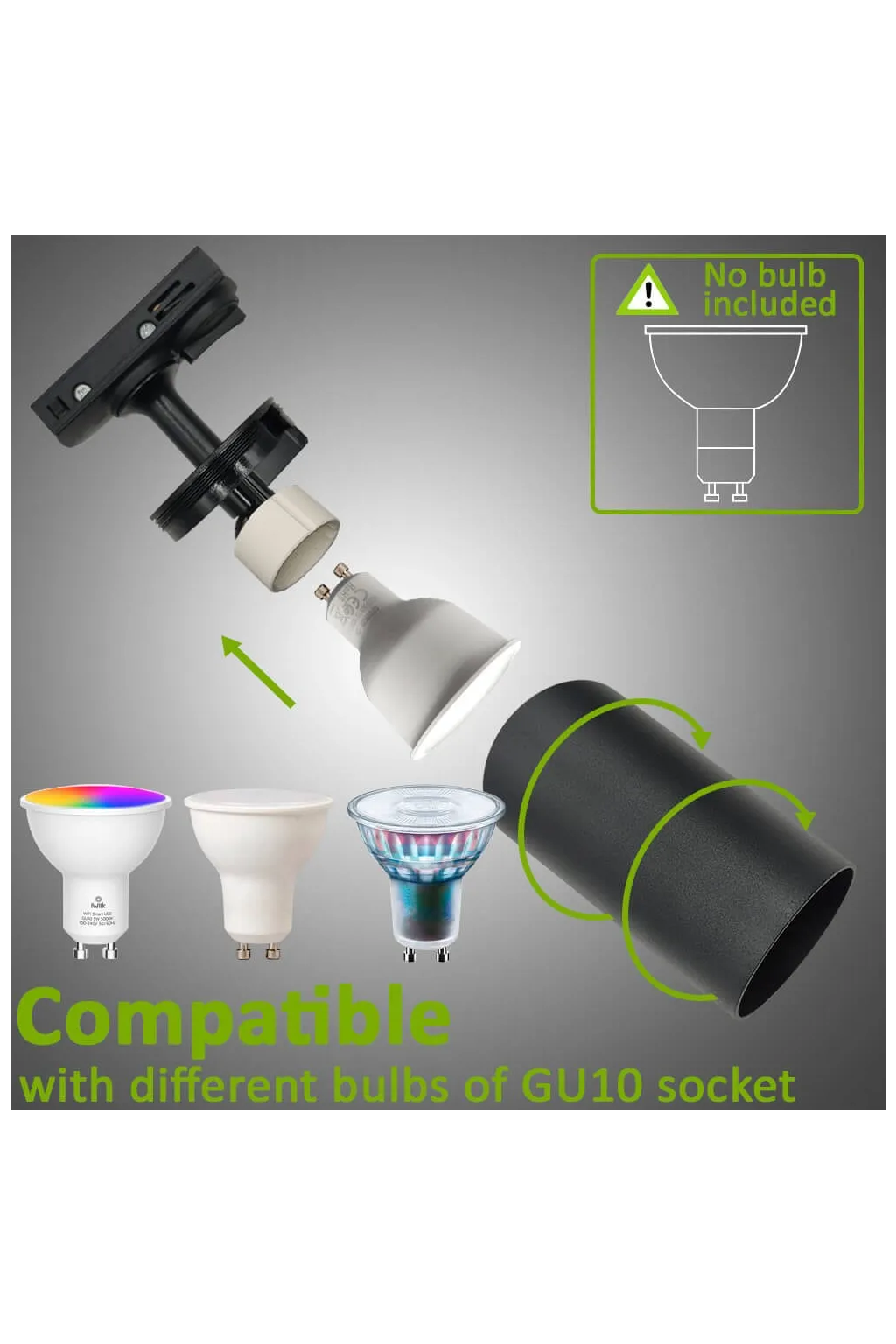 ▷ Faretto a Binario EMMEN Nero Monofase | Direzionale, per GU10