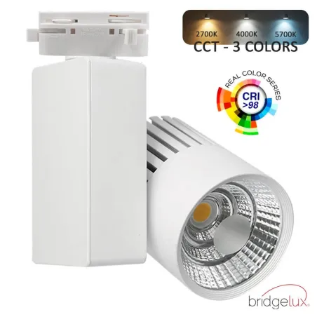 ▷ 1-Phase LED TrackLight GRAZ 40W CRI+98 | Chip Bridgelux | 3CCT