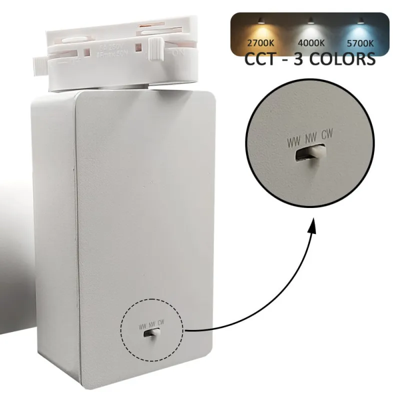 ▷ 1-Phase LED TrackLight GRAZ 40W CRI+98 | Chip Bridgelux | 3CCT