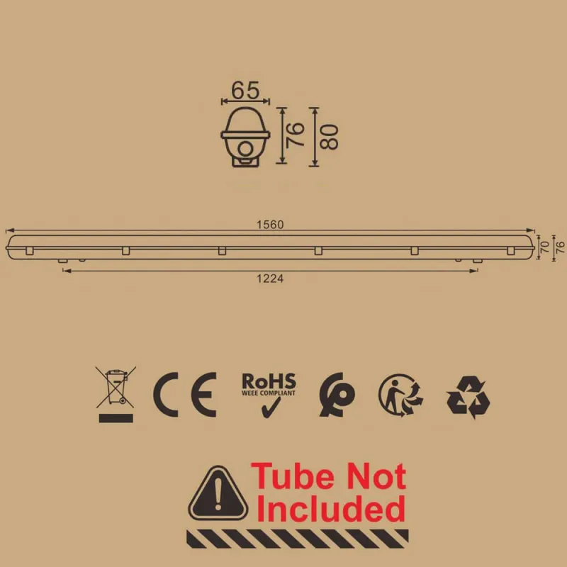 ▷ Buy Waterproof LED Outdoor Fixture 150cm IP65 - 1 LED Tube