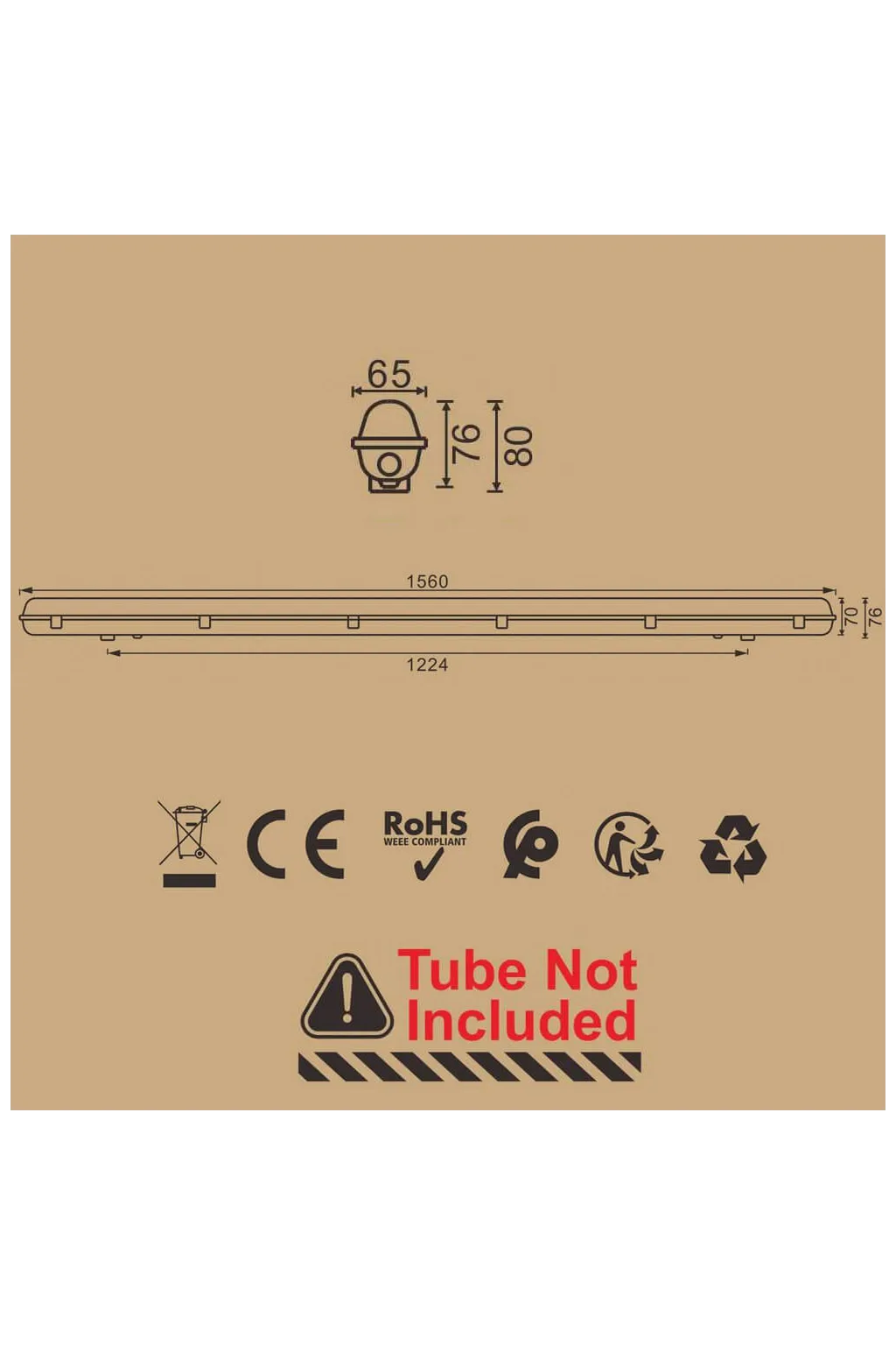 ▷ Acquista Plafoniera Stagna LED da Esterno 150cm IP65 - 1 Tubo LED