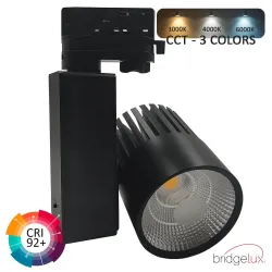 ▷ Comprar Foco LED GRAZ Calha Trifásico Preto 40W | Luz 3CCT CRI+92