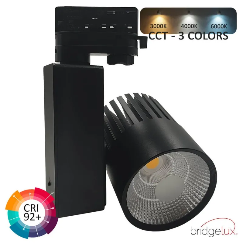 ▷ Comprar Foco LED GRAZ Calha Trifásico Preto 40W | Luz 3CCT CRI+92