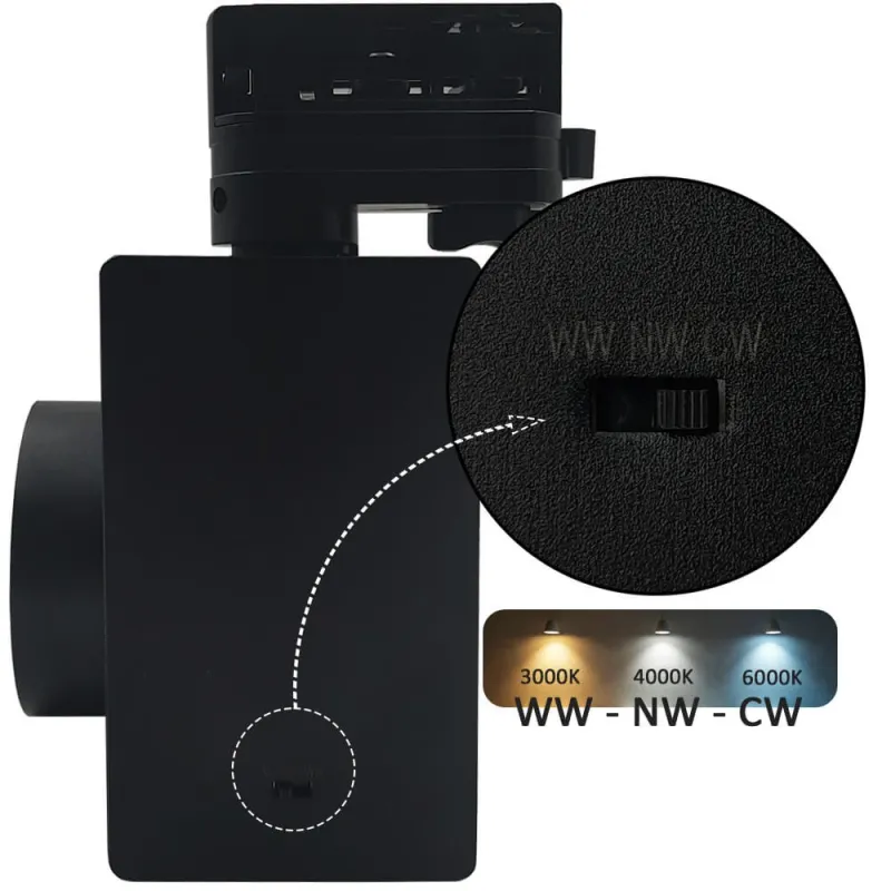 ▷ Acquista Faretto LED GRAZ Nero binario Trifase 40W | 3CCT Luce CRI+92