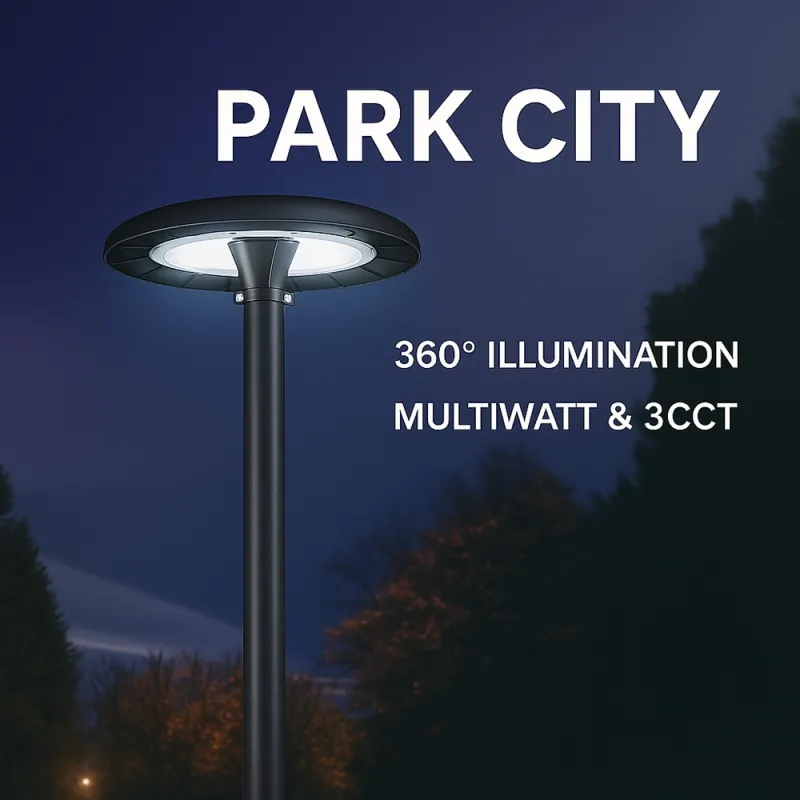 ▷ PARK CITY Professional Circular 80W 3CCT LED Street Light | 360º Light