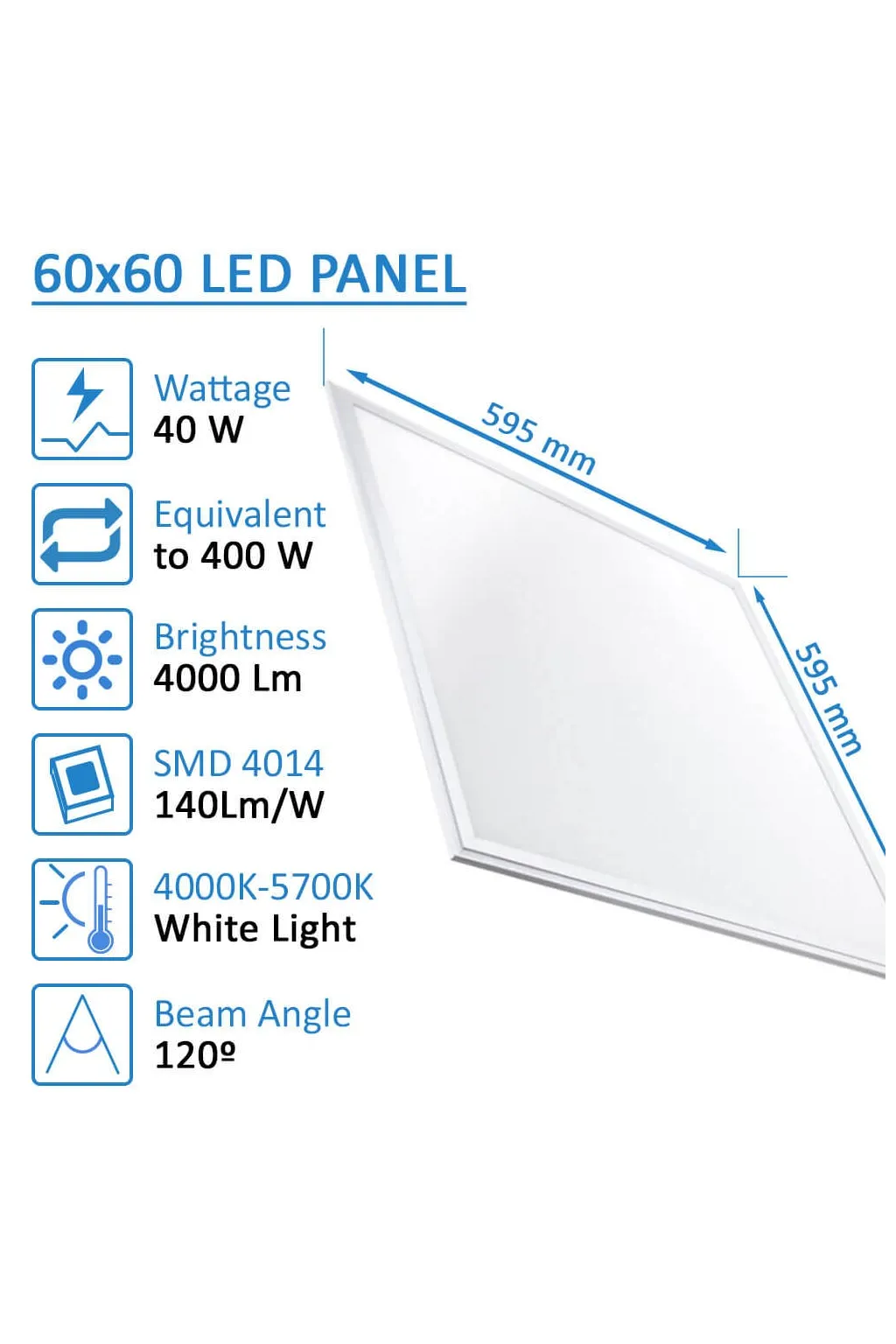 ▷ Pack 10 Dalles LED 60x60 40W Plafonds amovibles | Driver Philips