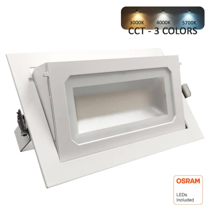 ▷ OSRAM 40W Rectangular Adjustable LED Downlight | Selectable 3CCT Light