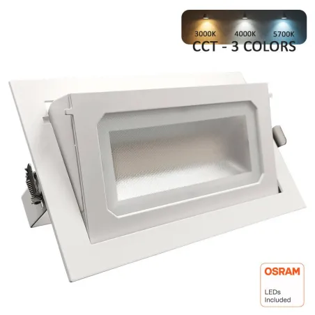 ▷ OSRAM 40W Rectangular Adjustable LED Downlight | Selectable 3CCT Light